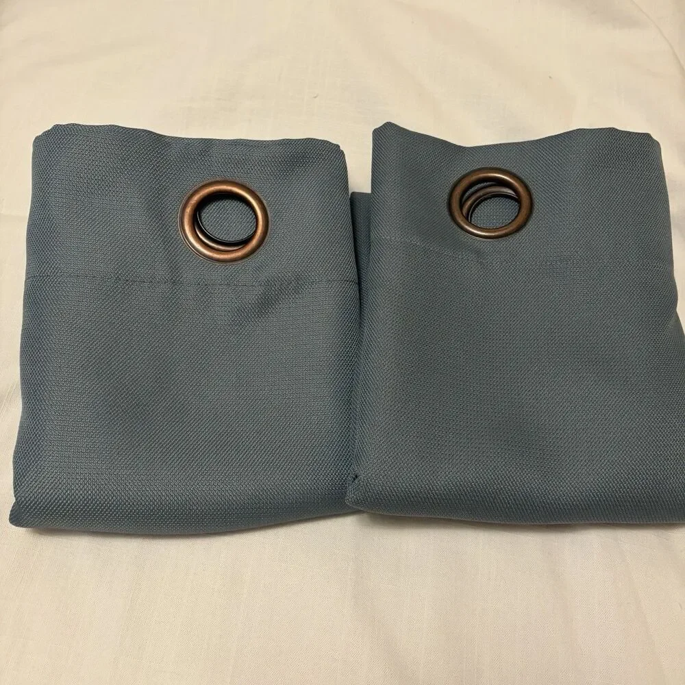 Set of 2 Teal Curtains Grommets Teal Blue-Green 48” x 84”
